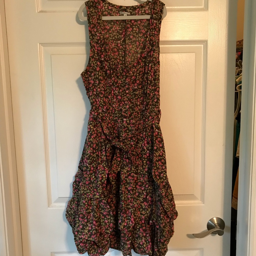 **3/$15**  Olive and pink floral dress